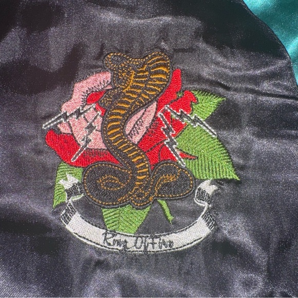 Ring of Fire Black Satin Bomber Winged Cobra - Picture 4 of 7